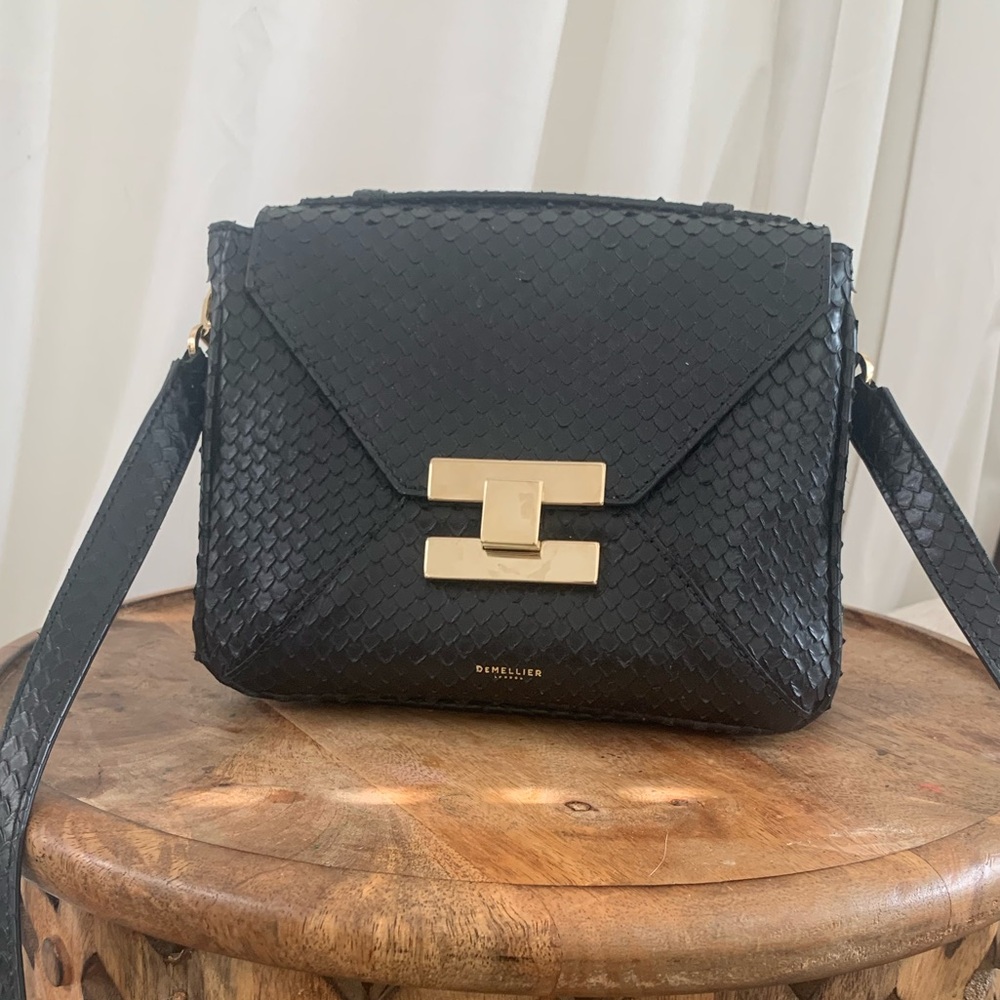 DeMellier Mini Berlin Bag in Black Snakeskin